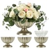 Distressed Silver Compote Flower Vase 9" Wide 6.5" High for