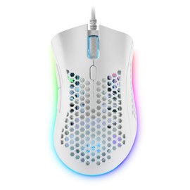 Mars Gaming MMEXW White RGB Gaming Mouse 32K DPI Feather Cable HUANO Switch