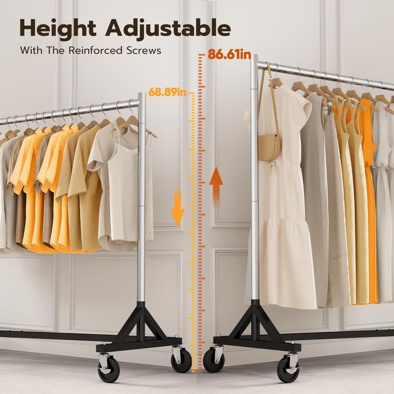 HOKEEPER Commercial Z Base Garment Rack Hold 500LBS Heavy Duty