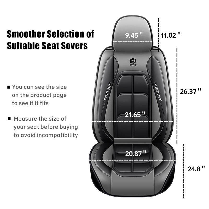 Xiangta Gray 3D Waterproof Car Seat Covers 90% Models Universal