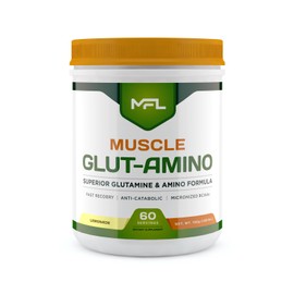 MFL Muscle Glut-Amino | Glutamine Complex | Amino Complex | 0 Sugar | Sweetened with Stevia | All-Natural | 60 Servings (Lemonade)
