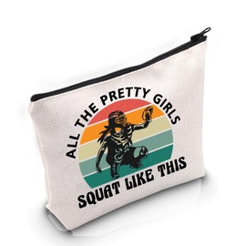 VAMSII Softball Catcher Appreciation Gift All The Pretty G-irls Squat Like This Makeup Bag Softball Catcher Cosmetic Bag Softball G-irl Gift (All The Pretty G-irls Squat Like This M)