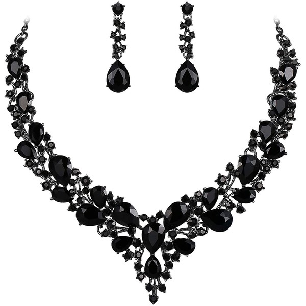 Fukinxus Wedding Bridal Jewelry Set for Women, Austrian Crystal Teardrop
