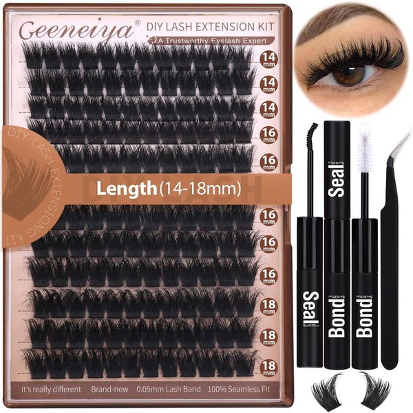 Geeneiya Volume Lash Clusters Kit DIY Lash Extension Kit D