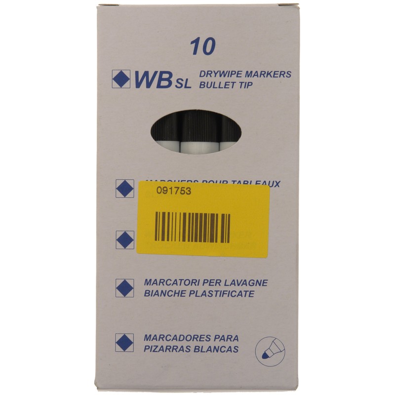 Whitebox Whiteboard Marker Bullet Tip Black [Pack 10]