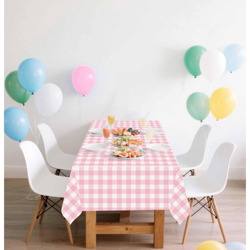 SietDESEO 3 Pack Light Pink Gingham Tablecloth Rectangle 54 x