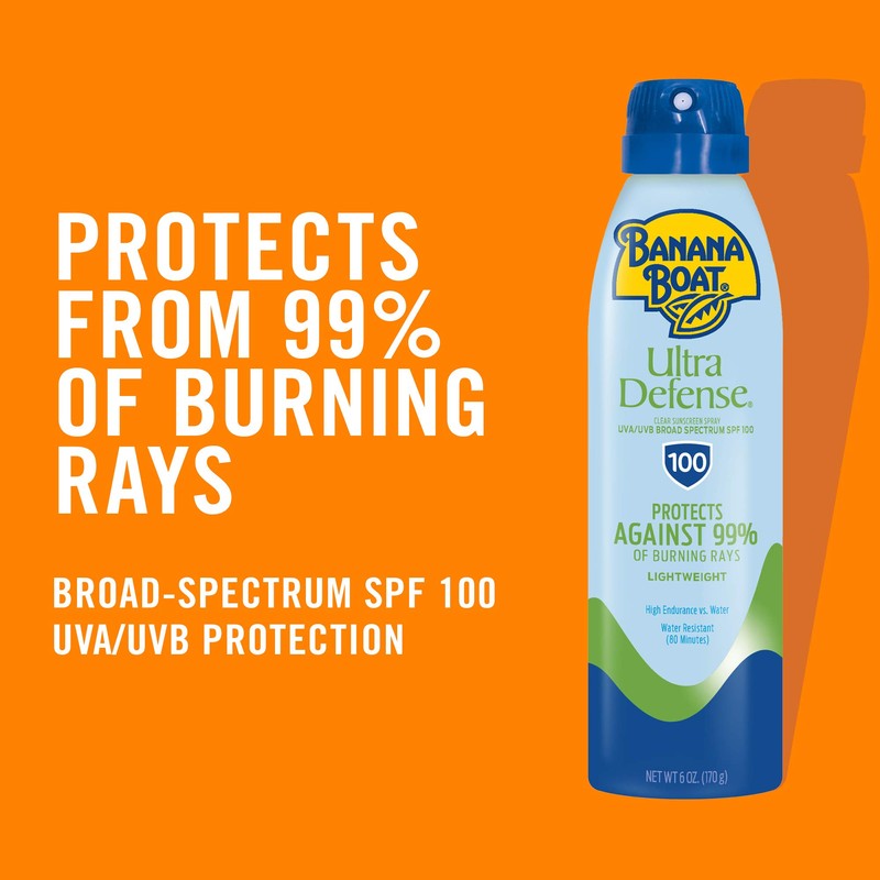 Banana Boat Ultra Defense Clear Sunscreen Spray SPF 100, 6oz