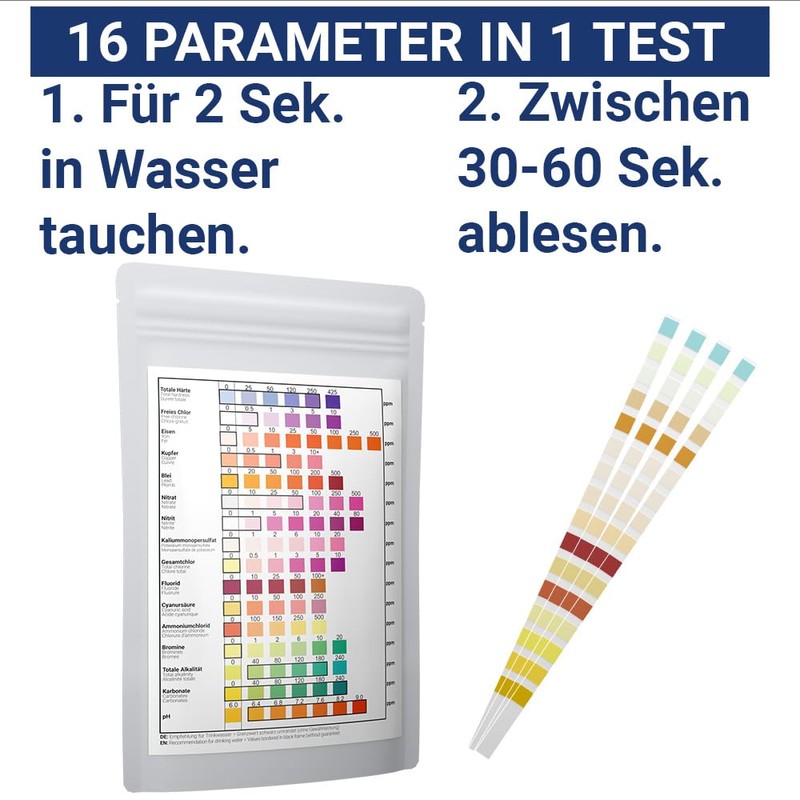 30 x 16-in-1 Drinking Water Test Strips | Water Analysis