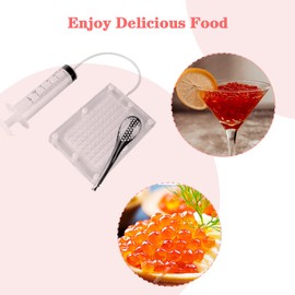 Caviar Maker Acrylic, 98-Hole Caviar Builder with Tube & Spoon, Caviar Spherification Tool Caviar Maker Kit for Easy Delicious Molecular Kitchen