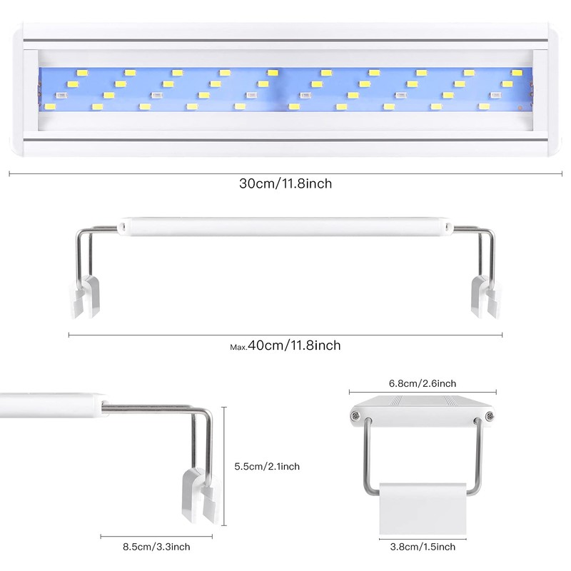 LEDGLE Aquarium Light, 8W, Aquarium Light, 11.8 - 15.7 inches