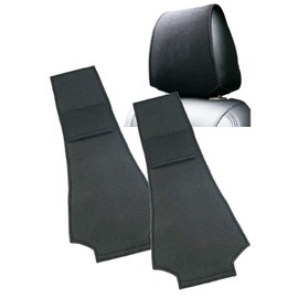 S.fields.inc Car Headrest Covers with Pockets - Black - Set of 2 - Driver Passenger Seat Covers