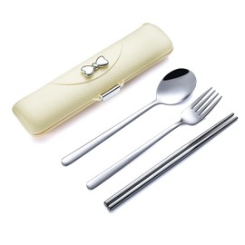 DEVICO Travel Silverware Set with Case, Portable Lunch Utensils Set for Work, Reusable Travel Cutlery Set, 18/8 Stainless Steel Flatware for Caming School Picnic, Dishwasher Safe