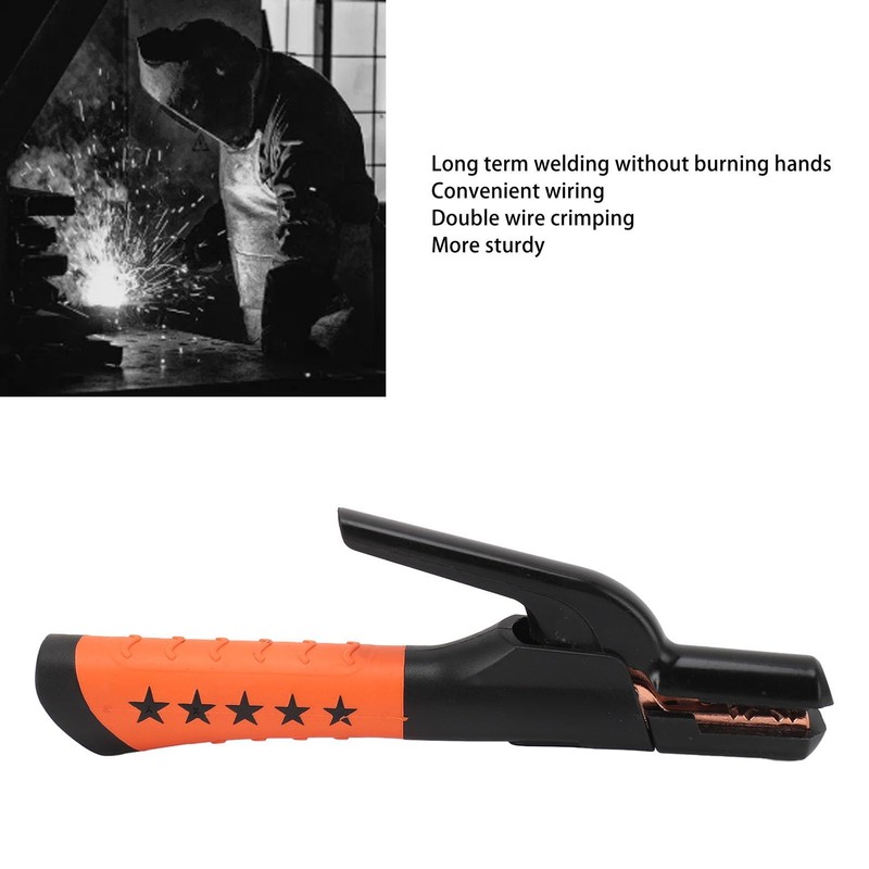 800A Welding Electrode Holder, Copper Clamp with Insulated Handle, Groove