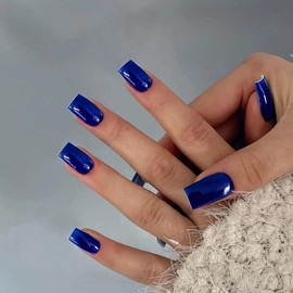 Solid Color Press on Fake Nail for Women & Girls Nail Art, 24pcs Fashion Press on Nails & 1 Sheet Tape & 1 Count Nail File, Elegant Stick on Nails Kit for Women's Gift