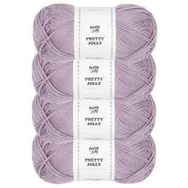 Pretty Jolly 4 Skeins Soft Baby Yarn 100% Cotton Yarn for Crochet Knitting 4 Ply Yarn Blanket Yarn for DIY Craft Fingering Weight Yarn Total Length 4×175ysd/4×50g-Purplish Grey