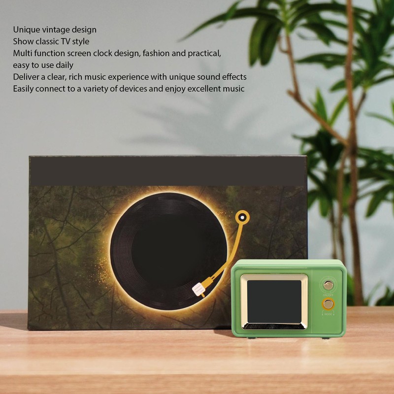 Retro Speaker TV Shaped Multifunctional Fashionable Time Speaker for Home