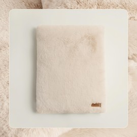 UnHide Floof Pet Bed - Medium (28" x 10") - Extra Soft Dog Bed - Removable Faux Fur Cover - Machine Washable - Helps Ease Pet Anxiety & Provides The Perfect Sleep - Beige Bear