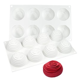 Silicone Mousse Mold – 8-Cavity Dessert Molds for Cheesecake, Chocolate, Jelly, Pudding, Ice Cream – Flexible, Non-Stick, BPA-Free Baking Mould 3D Rose