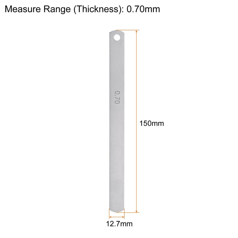 sourcing map 5pcs Mn Steel Feeler Gauge 0.7mm Thickness 150mm