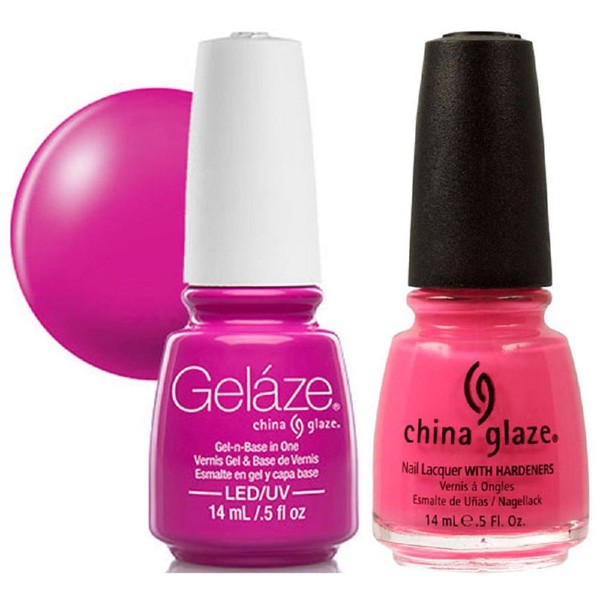 China Glaze Gelaze Tips and Toes Nail Polish, Shocking Pink, 2 Count