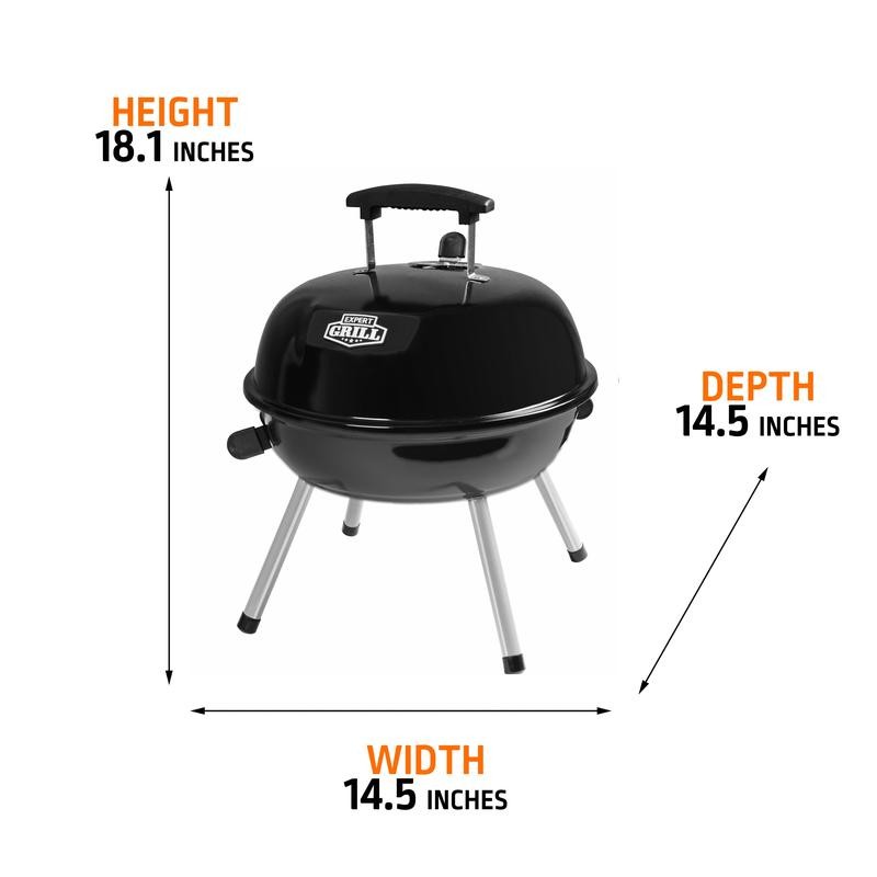 Steel Portable Charcoal Grill, Black, New - Pack Size: Single,
