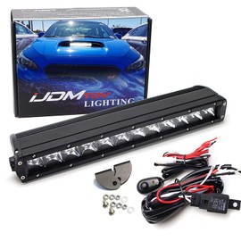 iJDMTOY Hood Scoop Mount LED Light Bar Kit Compatible with 2015-2021 Subaru WRX, Incl (1) 60W High Power LED Lightbar, Hood Bulge Mounting Hardware & On/Off Switch Wiring Kit
