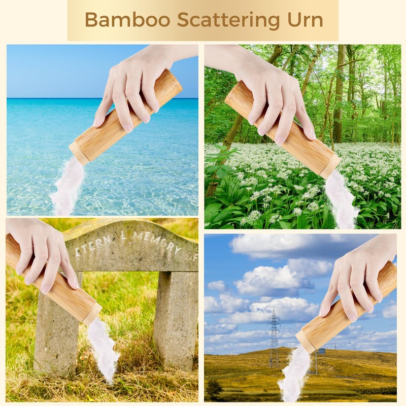 Bamboo Scattering Urn Set, 8 PCS Small Bamboo Scattering Urns