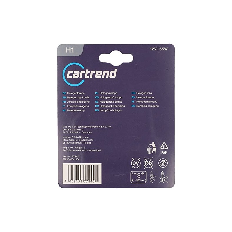 cartrend H1 Halogen 12V 55W 2x