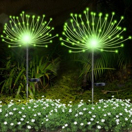 YOTOZU 2 PCS Solar Firework Light, Outdoor Solar Garden Decorative Lights 120 LED Powered 40 Copper Wires String DIY Landscape Light for Walkway Pathway Backyard Decor Parties Perfect Gifts(Green)