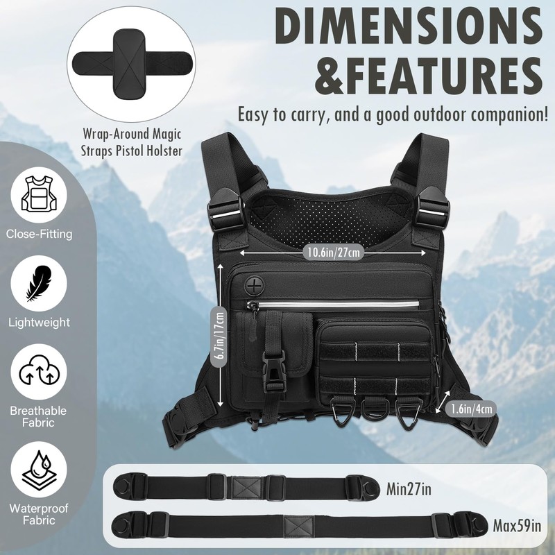 BlesMaller Tactical Chest Bag, Black