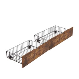 FRITHJILL Under Bed Storage Drawer with Wheels, Metal & MDF - Brown & Black, Set of 2, Fits King Bed - 36.22"x15.7"x7.7", Black+Brown