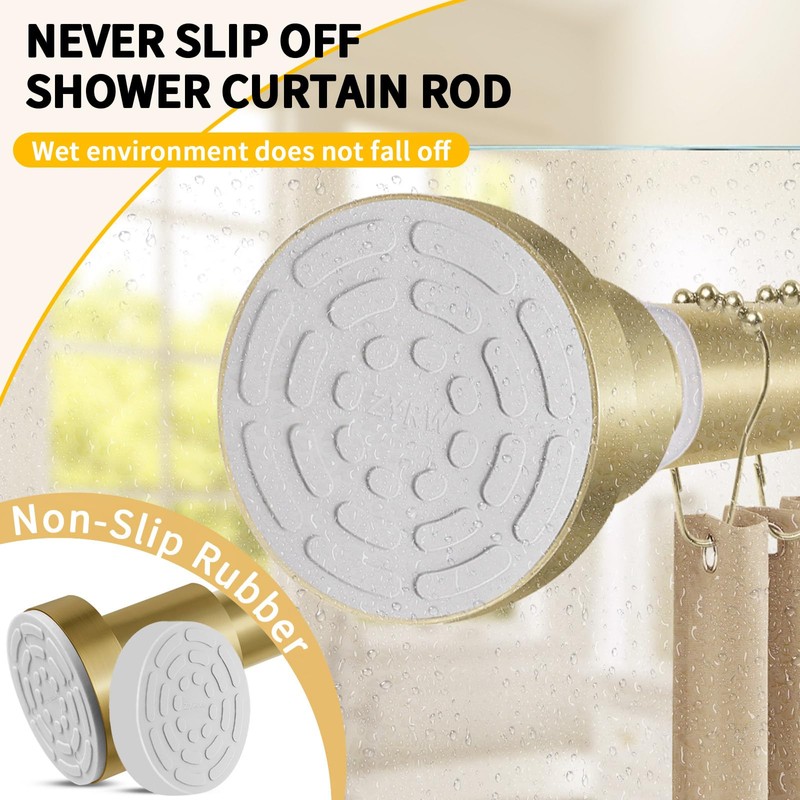 ZYRW Shower Curtain Rod 36-68 Inches (3-5.6ft) Non Rust Adjustable