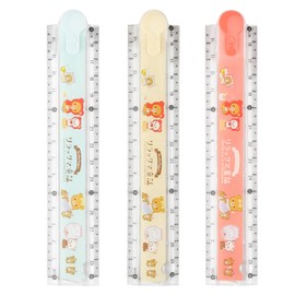 3 Pcs Plastic Folding Ruler Sets, 30cm 3 Color Geometric Foldable Plastic Stationary Straight Study Rulers Clear Bear Pattern Folding Ruler, Folding Rulers for School Children Kids Students Office Use