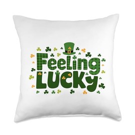 Feeling Lucky Shamrock Irish St Patrick's Day Throw Pillow