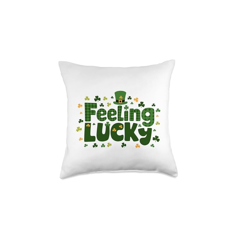 Feeling Lucky Shamrock Irish St Patrick's Day Throw Pillow