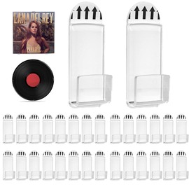 REASOR 30PCS Acrylic Vinyl Record Wall Mount - Acrylic Vinyl Record Holder | Vinyl Record Hangers Shelf | Record Display Shelf - Suitable for Single LP, No Drilling Required, Multi-Size Compatibility