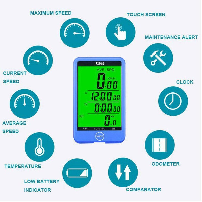 Cycle Computer, Wireless Odometer/Speedometer/Stopwatch for Bike, Electric Bicycles, Motorcycles