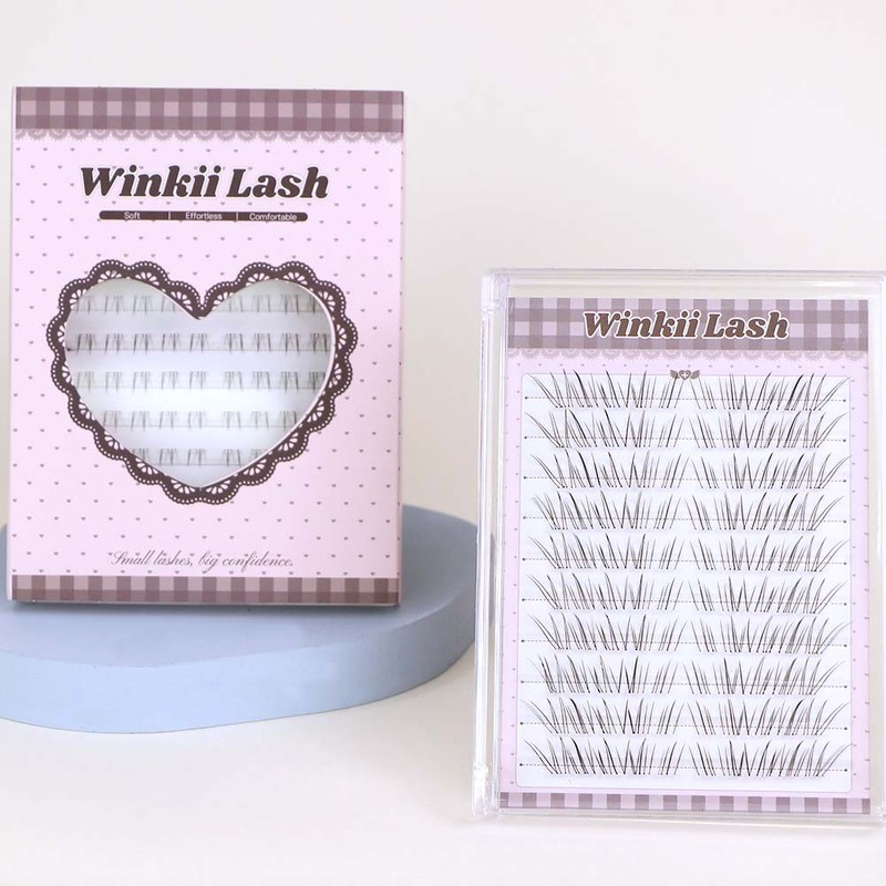 Winkii 노글루 가닥 인조 속눈썹 내추럴 맑은 속눈썹 풀 필요없음