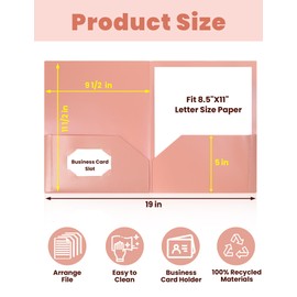 SUNEE Folders with Pockets, 5 Pack Recycled File Folders Fit 8.5x11 Letter Size Paper, Pocket Folders for School, Plastic Folders with Pockets and Business, Vintage Colors