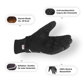Alpensattel Polartherm Cycling Gloves Size S | Cycling Gloves 100% Windproof and Waterproof (DIN EN 343) Winter Gloves for Men and Women | Warm Hands up to -10 Degrees + Touchscreen Function
