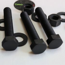 Caterpillar Red 10 x Black Hexagon Head Screws Polypropylene (PP) Plastic Nuts, Washers, Bolts, Hex Head, M12 x 70mm, Fastener, (15/32 x 2 3/4 in)