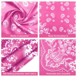 DOOBO 1 Pcs 27.5 Inches Satin Head Scarf Hair Scarf Silk Head Scarf Silk Bandana Silk Hair Wrap Neck Scarf Square Scarf for Women Girls(Hot Pink)