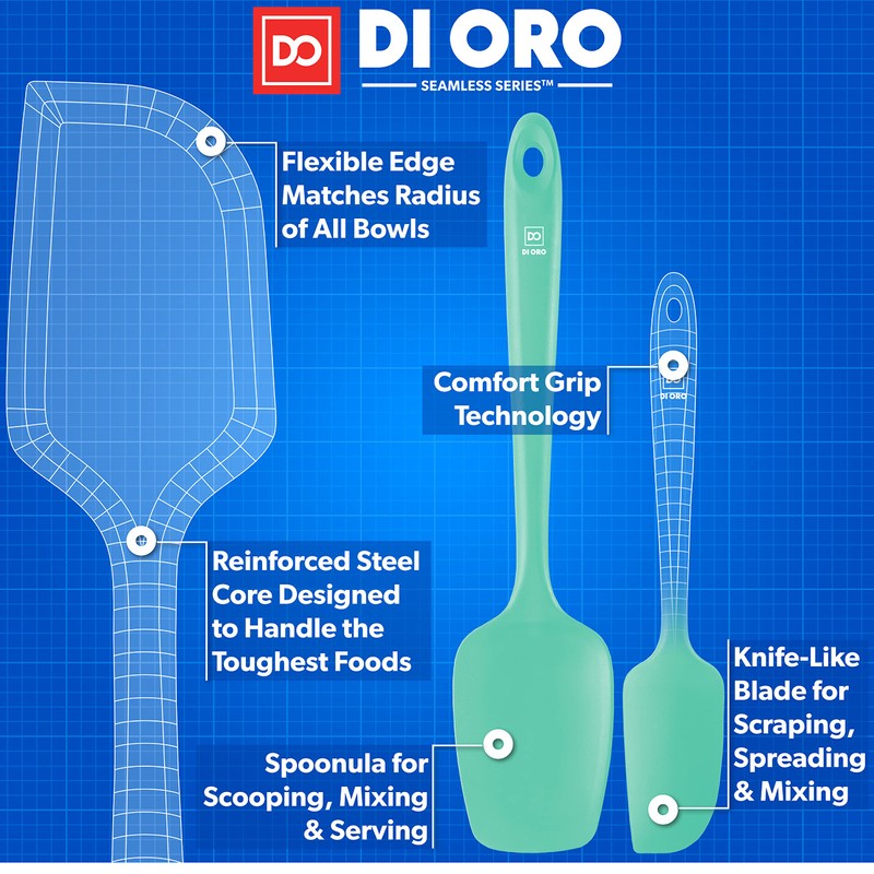 DI ORO Silicone Spatula Set - Rubber Kitchen Spatulas for