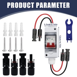BAIFULAI Pack of 2 DC Isolator Switches PV System, PV Circuit Breaker 32 A DC 500 V with 260 mm Cable, IP65 Waterproof Circuit Breaker for Photovoltaic Module System Solar System Balcony Power Station