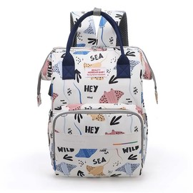 Diaper Bag Multifunctional,Connects Stroller HandsFree,BackPack USB, Baby Bag Waterproof,Comfortable Baby Diaper Bag Travel (WHITE AND BLUE)