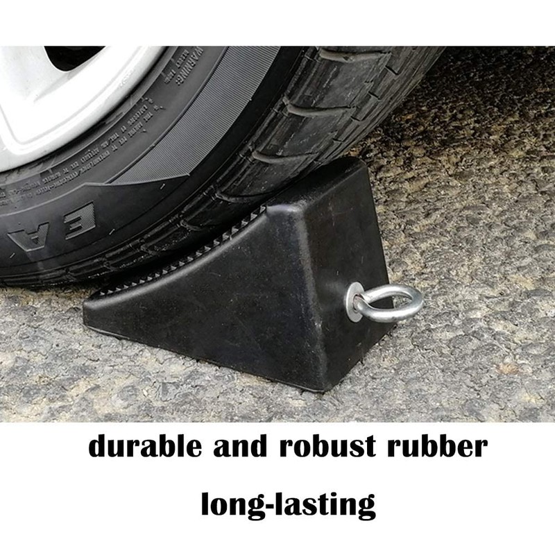 ROBLOCK Heavy-Duty Rubber Wheel Chocks with Eyebolt for Cars, RVs,
