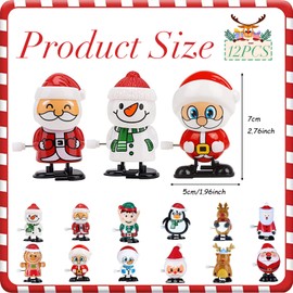 POPOYU Pack of 12 Christmas Wind Up Toys for Children, Wind Up Penguin Reindeer Christmas Tree Snowman Santa Claus Figure Clockwork Toy for Christmas Party Favors Goody Bag Filler