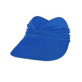 Sombreros de sol para mujer con protección UV, visera de ala ancha, sombreros de verano con cola de caballo, Azul, Talla única