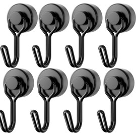 Ditfook Magnetic Hooks, Set of 8, Strong Magnetic Hooks, Stainless Steel, Rust Free, Vertical Load Capacity 22.0 lbs (10 kg), Kitchen, Office, Bathroom, Kitchen, Range Hood, Refrigerator, Entryway,