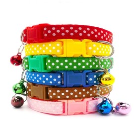 Doggie Style Store Small Dog Puppy Pet Collar and Lead Set Spot Dot Design Nylon Adjustable Size 19-32cm Collar with Bell and 120cm Leash Green